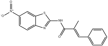 (2E)-2-methyl-N-(6-nitro-1,3-benzothiazol-2-yl)-3-phenylprop-2-enamide Struktur