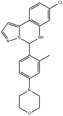 4-(4-(8-chloro-5,6-dihydropyrazolo[1,5-c]quinazolin-5-yl)-3-methylphenyl)morpholine Struktur