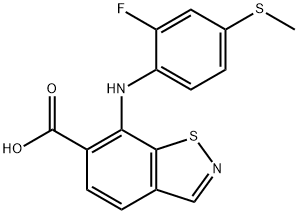 7-((2-Fluoro-4-(methylthio)phenyl)amino)benzo[d]isothiazole-6-carboxylic acid Struktur