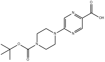 5-(4-(tert-butoxycarbonyl)piperazin-1-yl)pyrazine-2-carboxylic acid Struktur