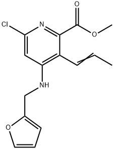 (E)-Methyl 6-chloro-4-((furan-2-ylmethyl)amino)-3-(prop-1-en-1-yl)picolinate Struktur