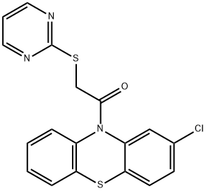 1-(2-chloro-10H-phenothiazin-10-yl)-2-(pyrimidin-2-ylsulfanyl)ethanone Struktur