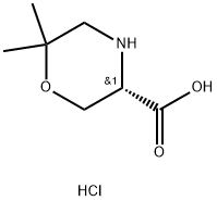 (S)-6,6-Dimethyl-morpholine-3-carboxylic acid hydrochloride Struktur