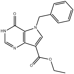 Ethyl 5-benzyl-4-oxo-4,5-dihydro-3H-pyrrolo[3,2-d]pyrimidine-7-carboxylate Struktur