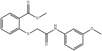 methyl 2-((2-((3-methoxyphenyl)amino)-2-oxoethyl)thio)benzoate Struktur