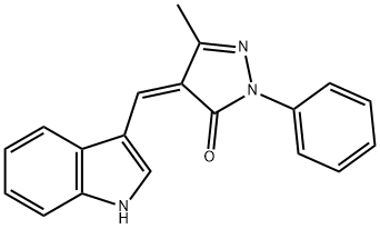 4-(1H-indol-3-ylmethylene)-5-methyl-2-phenyl-2,4-dihydro-3H-pyrazol-3-one Struktur