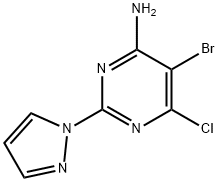 5-BROMO-6-CHLORO-2-(1H-PYRAZOL-1-YL)PYRIMIDIN-4-AMINE(WXG02982) Struktur