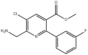 Methyl 6-(aminomethyl)-5-chloro-2-(3-fluorophenyl)nicotinate Struktur