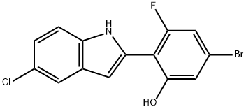 5-bromo-2-(5-chloro-1H-indol-2-yl)-3-fluorophenol Struktur