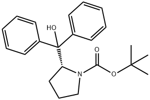 1-Pyrrolidinecarboxylic acid, 2-(hydroxydiphenylmethyl)-,1,1-dimethylethyl ester, (2R)-
 Struktur