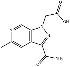 3-(aminocarbonyl)-5-methyl-1H-Pyrazolo[3,4-c]pyridine-1-acetic acid Struktur