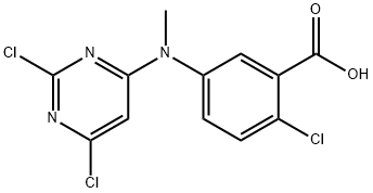 2-Chloro-5-((2,6-dichloropyrimidin-4-yl)(methyl)amino)benzoic acid Struktur