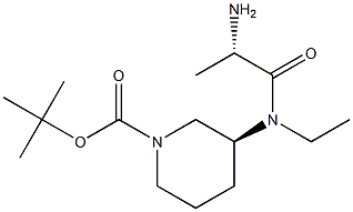 (S)-3-[((S)-2-Amino-propionyl)-ethyl-amino]-piperidine-1-carboxylic acid tert-butyl ester Struktur