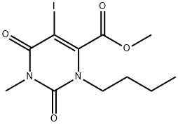 Methyl 3-butyl-5-iodo-1-methyl-2,6-dioxo-1,2,3,6-tetrahydropyrimidine-4-carboxylate Struktur