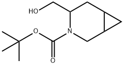 tert-butyl 4-(hydroxymethyl)-3-aza-bicyclo[4.1.0]heptane-3-carboxylate Struktur