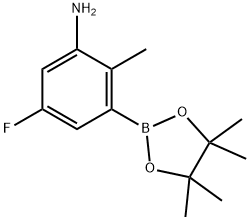 5-Fluoro-2-methyl-3-(4,4,5,5-tetramethyl-1,3,2-dioxaborolan-2-yl)aniline Struktur