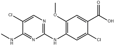 2-Chloro-4-((5-chloro-4-(methylamino)pyrimidin-2-yl)amino)-5-methoxybenzoic acid Struktur