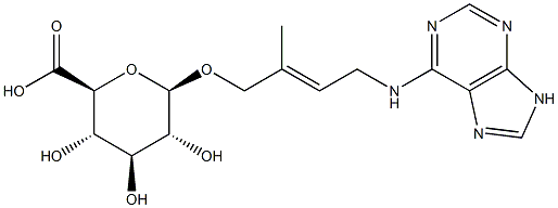 (2E)-2-Methyl-4-(9H-purin-6-ylamino)-2-buten-1-yl beta-D-glucopyranosiduronic acid Struktur