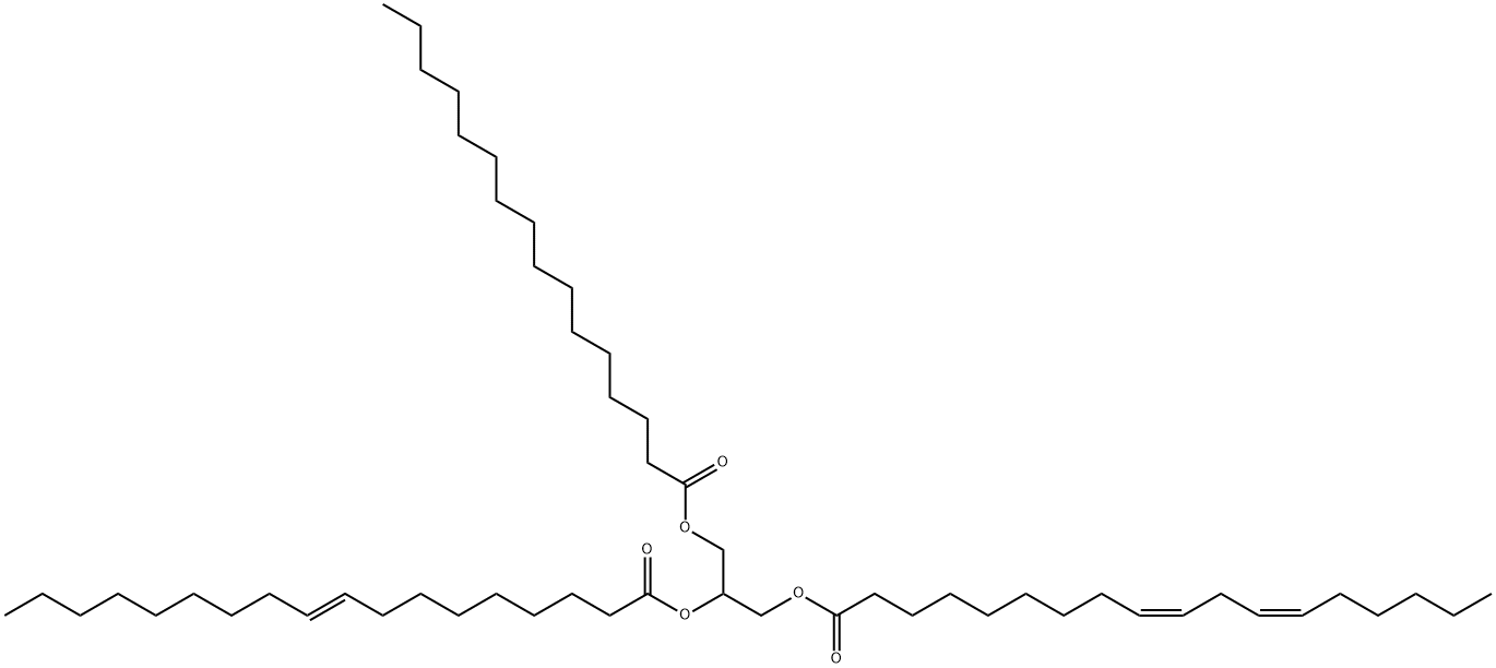 1-Hexadecanoyl-2-(trans-9-octadecenoyl)-3-(cis-9,12-octadecadienoyl)-rac-glycerol Struktur