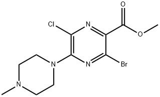 Methyl 3-bromo-6-chloro-5-(4-methylpiperazin-1-yl)pyrazine-2-carboxylate Struktur