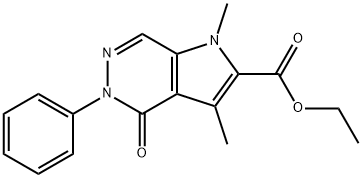 Ethyl 1,3-dimethyl-4-oxo-5-phenyl-4,5-dihydro-1H-pyrrolo[2,3-d]pyridazine-2-carboxylate Struktur