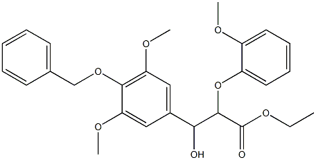 Ethyl 3-(4-(benzyloxy)-3,5-dimethoxyphenyl)-3-hydroxy-2-(2-methoxyphenoxy)propanoate Struktur