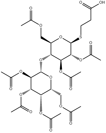 3-[[2,3,6-Tri-O-acetyl-4-O-(2,3,4,6-tetra-O-acetyl-beta-D-galactopyranosyl)-beta-D-glucopyranosyl]thio]propanoic acid Struktur