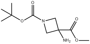 1,3-Azetidinedicarboxylic acid, 3-amino-, 1-(1,1-dimethylethyl) 3-methyl ester Struktur