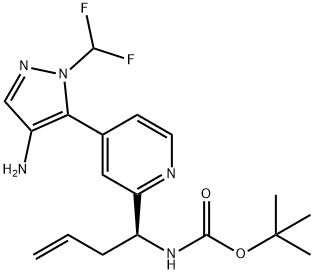 tert-butyl(S)-(1-(4-(4-amino-1-(difluoromethyl)-1H-pyrazol-5-yl)pyridin-2-yl)but-3-en-1-yl)carbamate Struktur