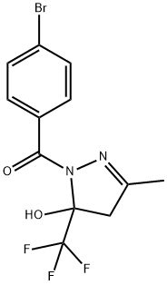 (4-bromophenyl)[5-hydroxy-3-methyl-5-(trifluoromethyl)-4,5-dihydro-1H-pyrazol-1-yl]methanone Struktur