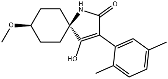 cis-3-(2,5-Dimethylphenyl)-4-hydroxy-8-methoxy-1-azaspiro[4.5]dec-3-en-2-one Struktur