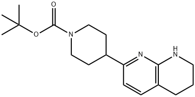 tert-butyl 4-(5,6,7,8-tetrahydro-1,8-naphthyridin-2-yl)piperidine-1-carboxylate Struktur