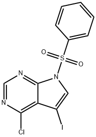 7-benzenesulfonyl-4-chloro-5-iodo-7H-pyrrolo[2,3-d]pyrimidine Struktur