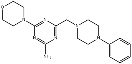 4-(morpholin-4-yl)-6-[(4-phenylpiperazin-1-yl)methyl]-1,3,5-triazin-2-amine Struktur