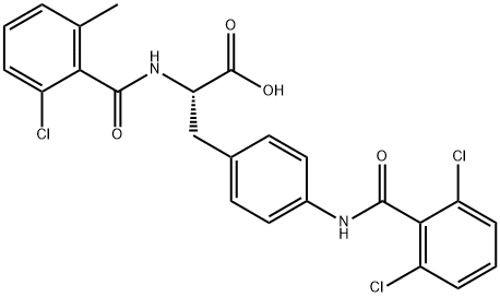 (S)-2-(2-chloro-6-methylbenzamido)-3-(4-(2,6-dichlorobenzamido)phenyl)propanoic acid(WXG00491) Struktur