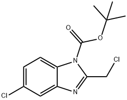 tert-Butyl 5-chloro-2-(chloromethyl)-1H-benzo[d]imidazole-1-carboxylate Struktur