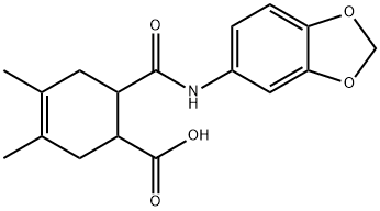 6-(benzo[d][1,3]dioxol-5-ylcarbamoyl)-3,4-dimethylcyclohex-3-enecarboxylic acid Struktur