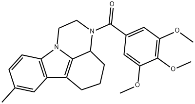 8-methyl-3-(3,4,5-trimethoxybenzoyl)-2,3,3a,4,5,6-hexahydro-1H-pyrazino[3,2,1-jk]carbazole Struktur