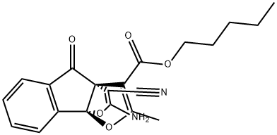 pentyl (3aR,8bR)-10-amino-11-cyano-2-methyl-4-oxo-4H-8b,3a-(epoxyetheno)indeno[1,2-b]furan-3-carboxylate Struktur