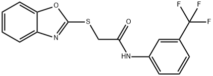 2-(1,3-benzoxazol-2-ylsulfanyl)-N-[3-(trifluoromethyl)phenyl]acetamide Struktur