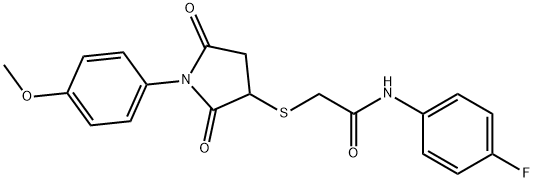 N-(4-fluorophenyl)-2-{[1-(4-methoxyphenyl)-2,5-dioxopyrrolidin-3-yl]sulfanyl}acetamide Struktur