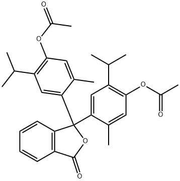 (3-oxo-1,3-dihydro-2-benzofuran-1,1-diyl)bis(2-isopropyl-5-methyl-4,1-phenylene) diacetate Struktur