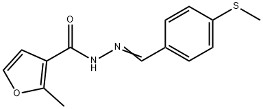 2-methyl-N'-{(E)-[4-(methylsulfanyl)phenyl]methylidene}furan-3-carbohydrazide Struktur