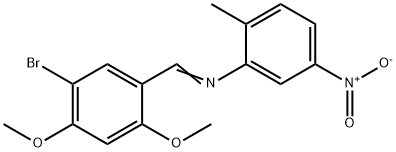 N-(5-bromo-2,4-dimethoxybenzylidene)-2-methyl-5-nitroaniline Struktur