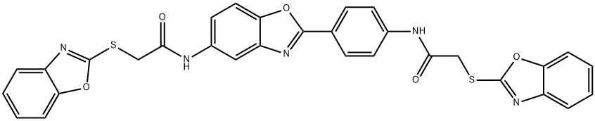 2-(1,3-benzoxazol-2-ylsulfanyl)-N-[4-(5-{[(1,3-benzoxazol-2-ylsulfanyl)acetyl]amino}-1,3-benzoxazol-2-yl)phenyl]acetamide Struktur