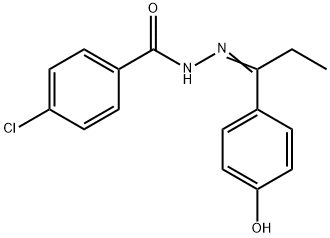 (E)-4-chloro-N'-(1-(4-hydroxyphenyl)propylidene)benzohydrazide Struktur