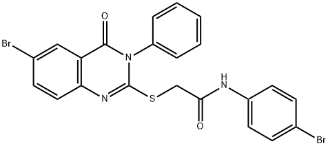 2-[(6-bromo-4-oxo-3-phenyl-3,4-dihydroquinazolin-2-yl)sulfanyl]-N-(4-bromophenyl)acetamide Struktur