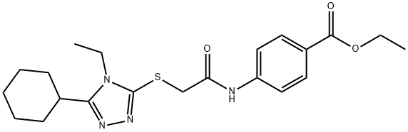 ethyl 4-(2-((5-cyclohexyl-4-ethyl-4H-1,2,4-triazol-3-yl)thio)acetamido)benzoate Struktur