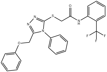 2-{[5-(phenoxymethyl)-4-phenyl-4H-1,2,4-triazol-3-yl]sulfanyl}-N-[2-(trifluoromethyl)phenyl]acetamide Struktur