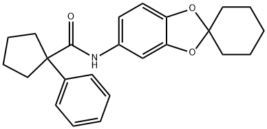 1-phenyl-N-(spiro[1,3-benzodioxole-2,1'-cyclohexan]-5-yl)cyclopentanecarboxamide Struktur